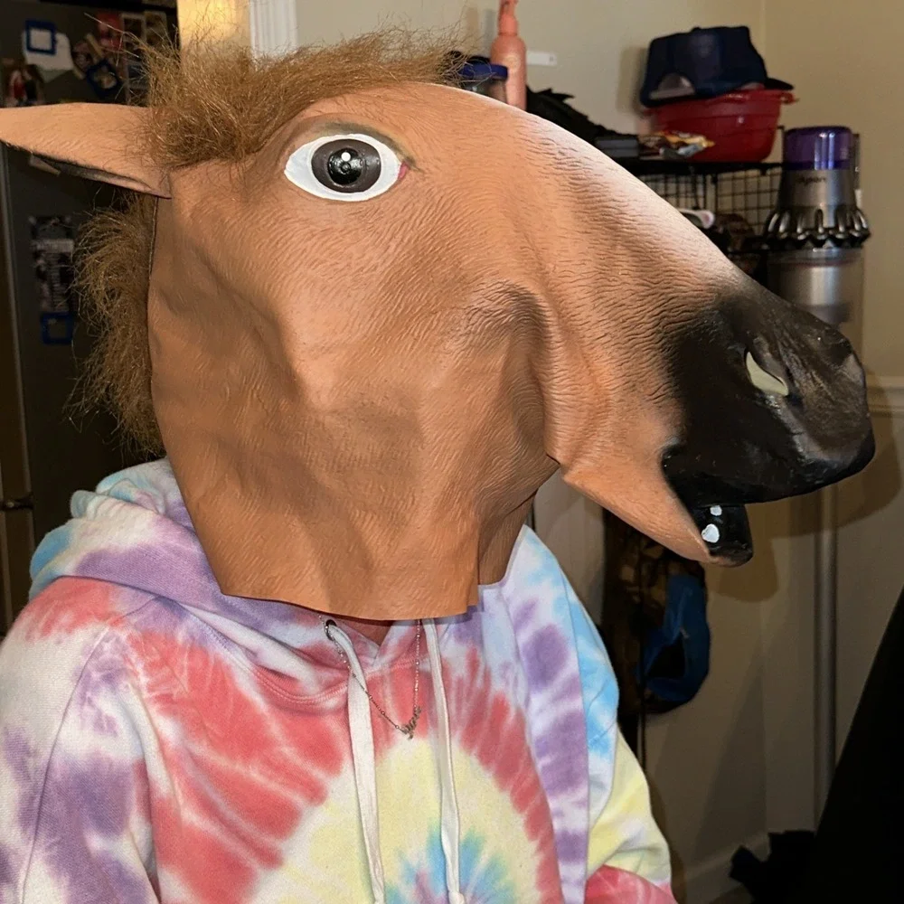 Deluxe Quality Latex Horse Mask with Hair